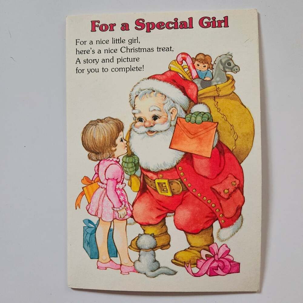 Vintage Hallmark For A Special Girl Santa Claus Christmas Greeting Card
